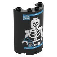 Cylinder Half 2 x 4 x 5 with 1 x 2 cutout with Medical X-Ray Screen, Minifig Skeleton Print (Black)