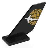 Tail Shuttle with Gold Globe, White Plane Print (Black)