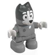 Duplo Figure Dog Small (Bluey) with White Nose, Hands, Dark Bluish Grey Top of the Head Print (Muffin) (Light Bluish Gray)