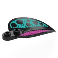 Plant, Leaf/Petal 4 x 6 x 1 1 / 3 with Magenta Shapes, Dark Turquoise Stripes, Black Circles Print (Black)