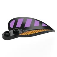 Plant, Leaf/Petal 4 x 6 x 1 1 / 3 with Orange Lattice, Lavender Stripes Print (Black)