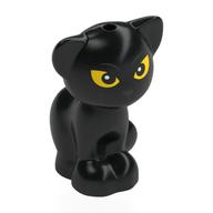 Animal, Cat, Sitting with Yellow Eyes, Mean Stare Print (Black)
