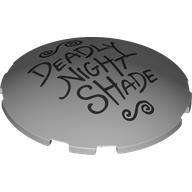 Brick Round Curved 6 x 6 x 1 with Black 'DEADLY NIGHT SHADE' Print (Light Bluish Gray)