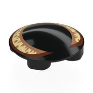 Plate Round 2 x 2 with Rounded Bottom with Tan/Nougat/Reddish Brown Cat Eye Print (Black)