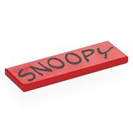 Tile 2 x 6 with Black 'SNOOPY' Print (Red)