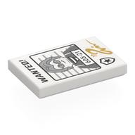 Tile 2 x 3 with Wanted Poster, '605-21', Gold Signature Print (White)