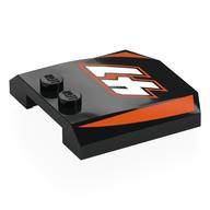 Brick Wedged, Curved Triple 4 x 4 x 2/3, 2 Studs with White '41', Orange Border Print (Black)