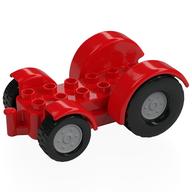 Duplo Car Base 2 x 6 Tractor with Mudguards, Light Bluish Gray Wheels (Red)