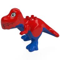 Duplo Dinosaur Tyrannosaurus Rex with White Eyes, Black Webbing, Blue Underside Print (Red)