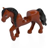 Animal, Horse with Raised Leg, Black Braided Mane and Tail Print (Dark Orange)