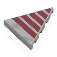 Tile 45° Cut 4 x 4 (Triangle) with Dark Red Stripes Print (Light Bluish Gray)