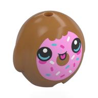Pillow Plush Toy with Bright Pink Donut, Sprinkles Print (Medium Nougat)