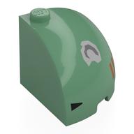 Brick Round Corner 3 x 3 x 2 Dome Top with Dark Orange Stripes, Black Triangle, Light Bluish Grey Dent Print (Sand Green)