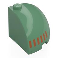 Brick Round Corner 3 x 3 x 2 Dome Top with Dark Orange Stripes Print (Sand Green)