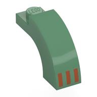 Brick Arch 1 x 3 x 1 2/3 Curved Top with 3 Dark Orange Stripes Print (Sand Green)