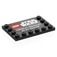 Plate Special 4 x 6, Studs on 3 Edges with 'LEGO STAR WAR IMPERIAL REMNANT AT-RT Driver' Print (Black)