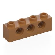 Technic Brick 1 x 4 [3 Pin Holes] (Medium Nougat)