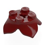 Plant, Leaves, Round 2 x 2 x 2/3 with + Axle Hole and 4 Leaf Extensions (Dark Red)