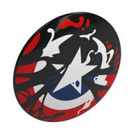 Shield Round Bowed with Red/Blue/White Captain America Star, Venomized Print (Black)