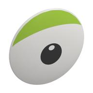 Shield Round Bowed with Eye, Lime Eyelid, Black Pupil Print (White)
