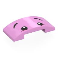 Brick Curved 4 x 2 Double with Black Eyes, Eyebrows Print (Bright Pink)