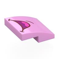 Brick Curved 2 x 2 x 2/3 with Open Mouth, Pink Tongue Print (Bright Pink)
