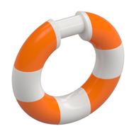 Ring with Bar (Life Preserver) with Orange Pattern (White)