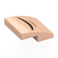 Brick Curved 2 x 2 x 2/3 with Black/Nougat Curved Line (Mouth) Print (Light Nougat)