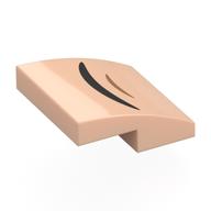 Brick Curved 2 x 2 x 2/3 with Black/Nougat Curved Line (Mouth) Print (Light Nougat)