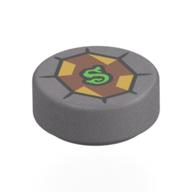 Tile Round 1 x 1 with Nougat Diamond/Jewel, Lime 'S' Print (Flat Silver)