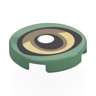 Tile Round 2 x 2 with Eye, Dark Tan/Tan Iris, Black/White Pupil Print (Sand Green)
