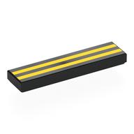 Tile 1 x 4 with Yellow Stripes Print (Black)