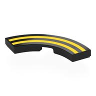 Tile 3 x 3 Curved, Macaroni with Yellow Lines Print (Black)