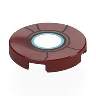 Tile Round 2 x 2 with White/Medium Blue Repulsor Print (Dark Red)