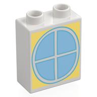 Duplo Brick 1 x 2 x 2 with Window Print (White)