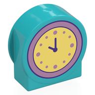 Duplo Brick 1 x 3 x 2 Round Top, Cut Away Sides with Bright Light Yellow Clock Print (Medium Azure)