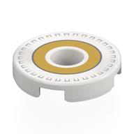 Tile Round 2 x 2 with Hole with Gold Circle Print (White)