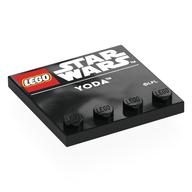 Plate Special 4 x 4, Studs on One Edge with 'LEGO STAR WARS', 'YODA' Print (Black)