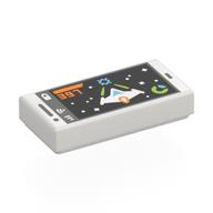 Tile 1 x 2 with Phone Screen, Video Game, Spaceship, Lime Blasters, Space Print (White)