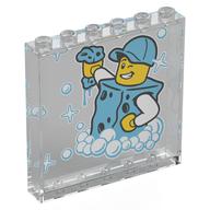 Panel 1 x 6 x 5 with Minifig in Bright Light Blue Sponge Suit, Cap, Bubbles Print (Trans-Clear)