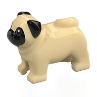 Animal, Dog Pug with Black Face, Ears Print (Tan)