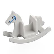 Rocking Horse with Blue Bridle, Black Eyes Print (White)