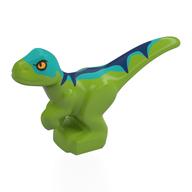 Animal, Dinosaur, Raptor, Baby with Yellow Eyes, Dark Turquoise/Dark Blue Back Print (Lime)