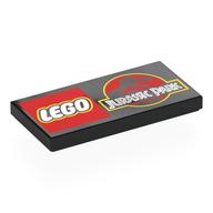 Tile 2 x 4 with Jurassic Park and LEGO Logo's Print (Black)