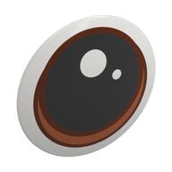 Shield Round Bowed with Eyes, Black Pupil with White Dots, Reddish Brown/Dark Orange Iris Print (White)