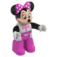 Duplo Figure Minnie Mouse with White Shirt, Bright Pink Collar, Buttons, with Dark Pink Legs (White)