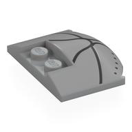 Brick Round 3 x 4 x 2/3 Triple Curved with 2 Sunk Studs with Black Lines, Dots Print (Light Bluish Gray)