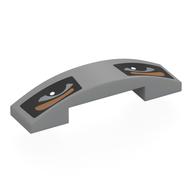 Brick Curved 4 x 1 Double, No Studs with Eyes in Black Rectangles, Dark Tan Eyebrows Print (Light Bluish Gray)