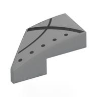 Brick Wedged, Curved 2 x 1 with Stud Notch Right with Black Lines, Dots Print (Light Bluish Gray)