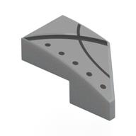 Brick Wedged, Curved 2 x 1 with Stud Notch Left with Black Lines, Dots Print (Light Bluish Gray)